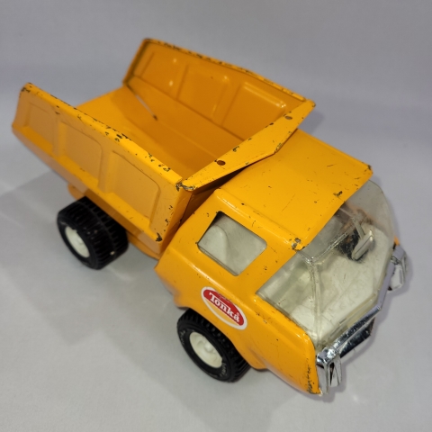 Tonka Vintage 9" Orange Dump Truck Pressed Steel Toy C7